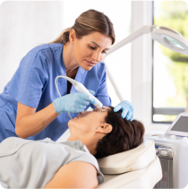 nurse scanning patient