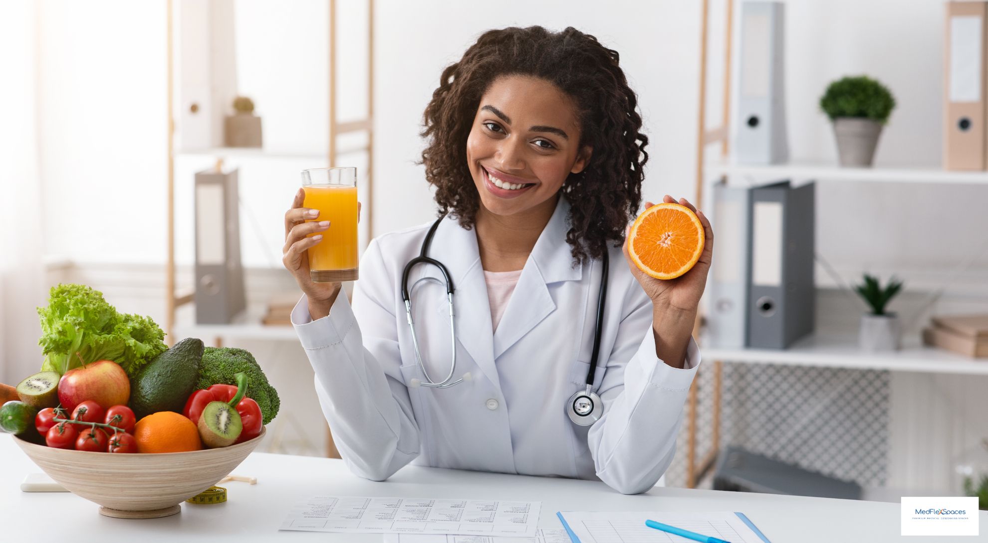 Nutritionist meeting a client in a private MedFlex Spaces consultation office in Sugar Land TX